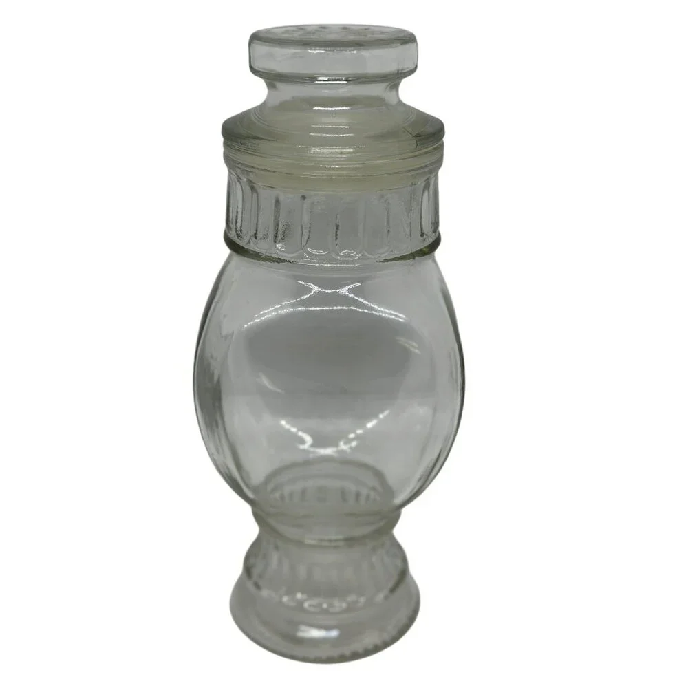 VTG Wheaton Apothecary Jar Clear Glass Pedestal Ribbed Candy Container with Lid